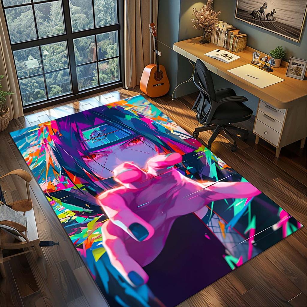 Tappeto Anime Naruto Tappeto Tappeto Grande Area Tappetino Pavimento Antiscivolo Lavabile Stanza Gamer Camera da Letto Decorazione Casa -QJY