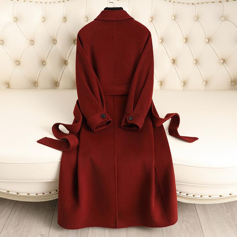 Double-sided cashmere coat for women's autumn and winter new over-the-knee temperament fashionable high-end woolen coat