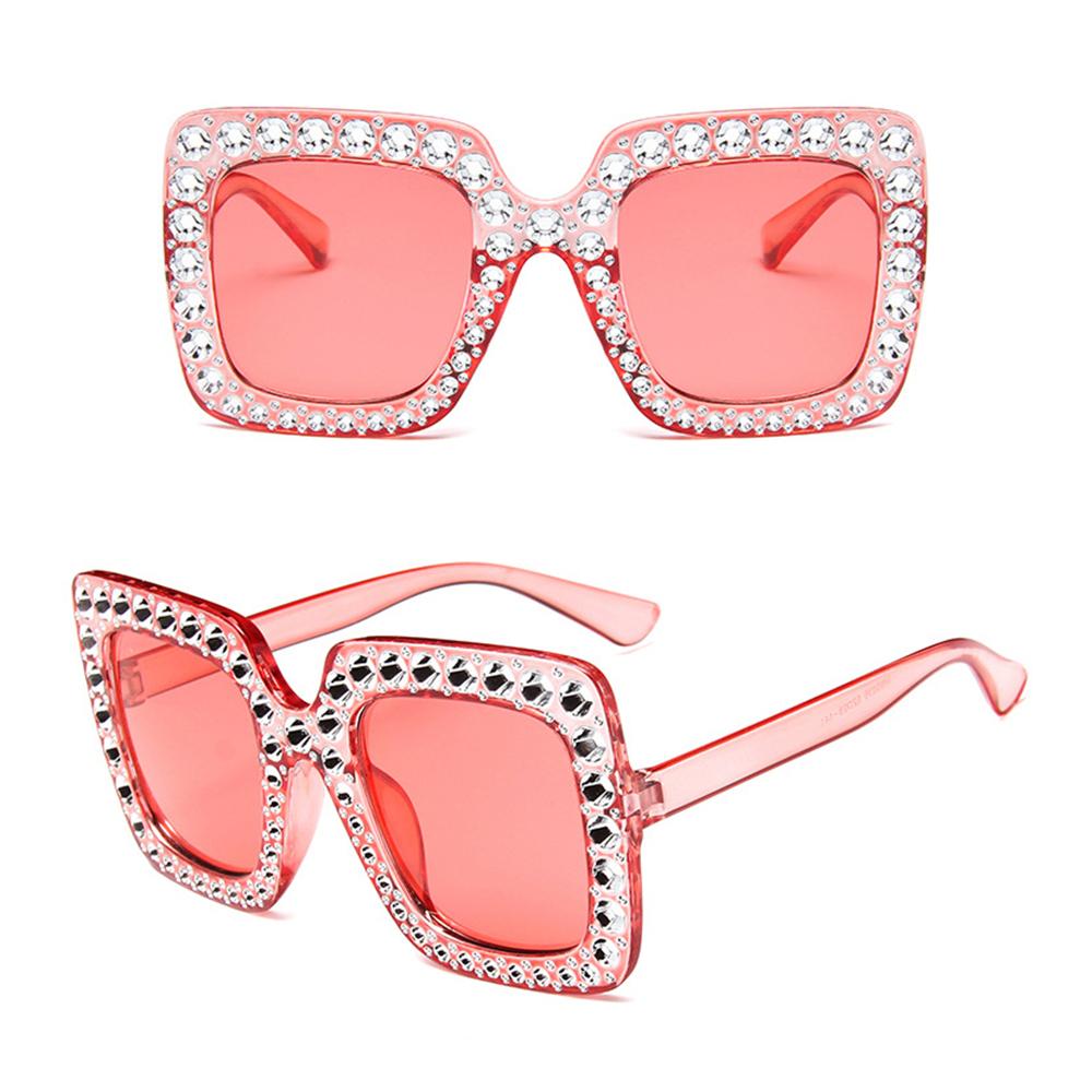 Retro Big Square Frame Crystal Eyewear Square Sunglasses Oversized Sunglasses Sun Glasses
