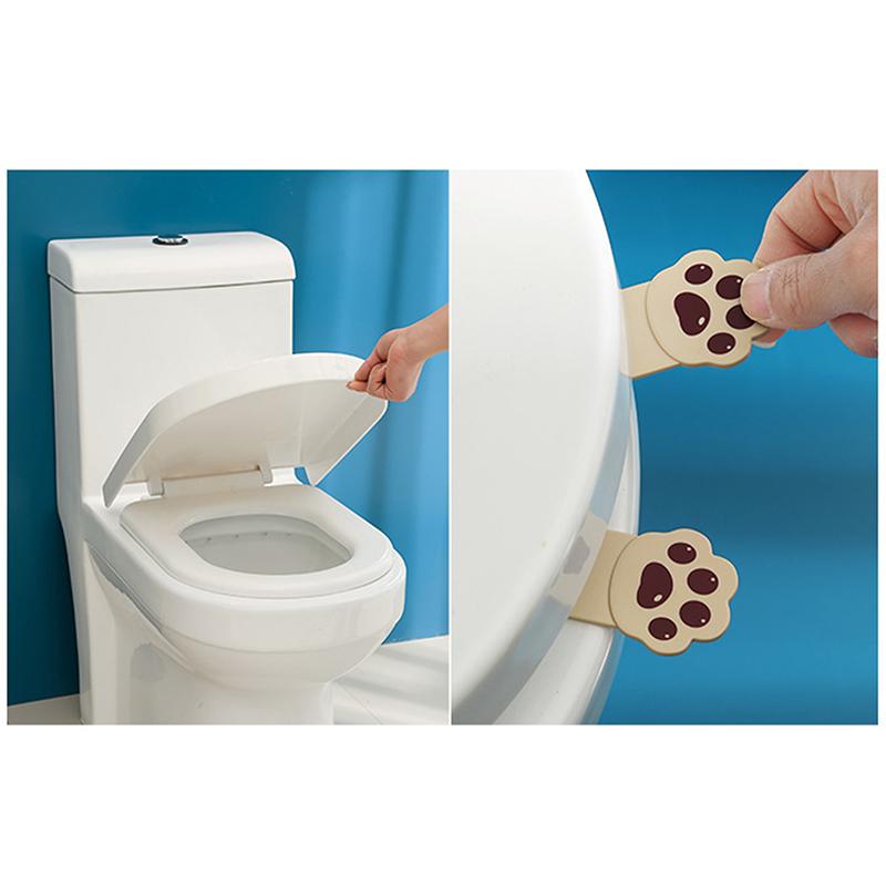 2/4ks Roztomilá kreslená rukojeť na toaletu, Kreativní odstraňovač víka s kočičí tlapkou, Plastový pohodlný odstraňovač vyklápěcího víka