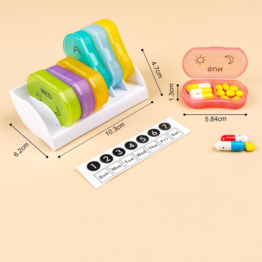 UNTIOR  Portable Weekly Pill Box Morning and Evening Large Capacity Travel with 14 Compartments to Hold Pills Vitamins