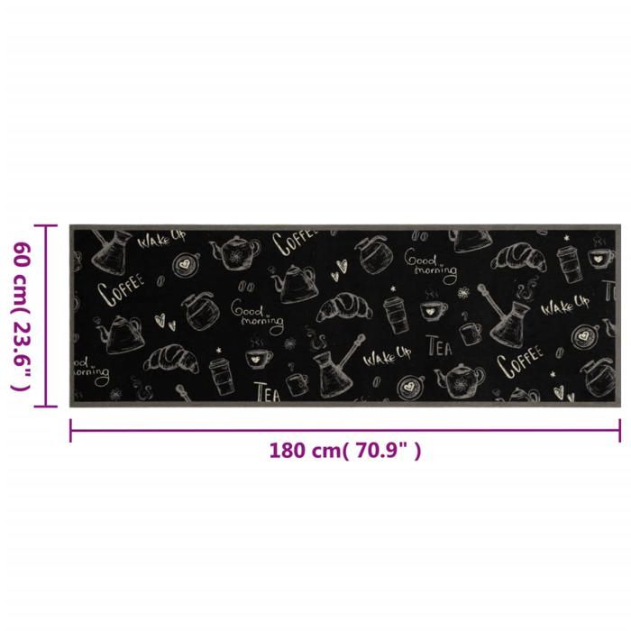 VidaXL Washable Kitchen Mat Printed Morning, Non-Slip Doormat, Floor Mat, Mat In Front of Sink, Modern, Black 4005585