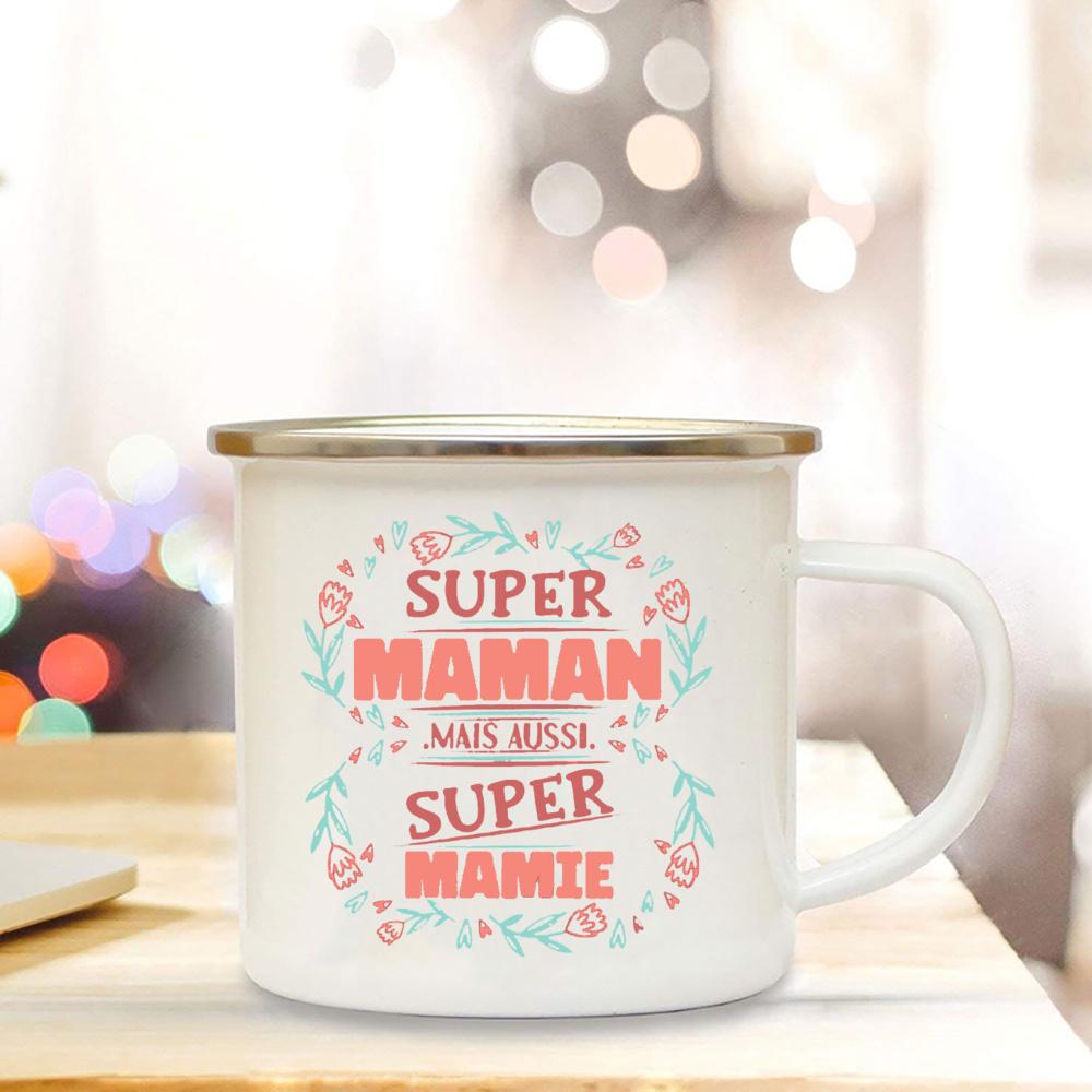 Världens bästa mamma Franskt tryck Emajmugg Kreativ kaffekopp Drycker Vatten Mjölkkopp Emajmugg Hem Dryckesvaror Gåva till Maman
