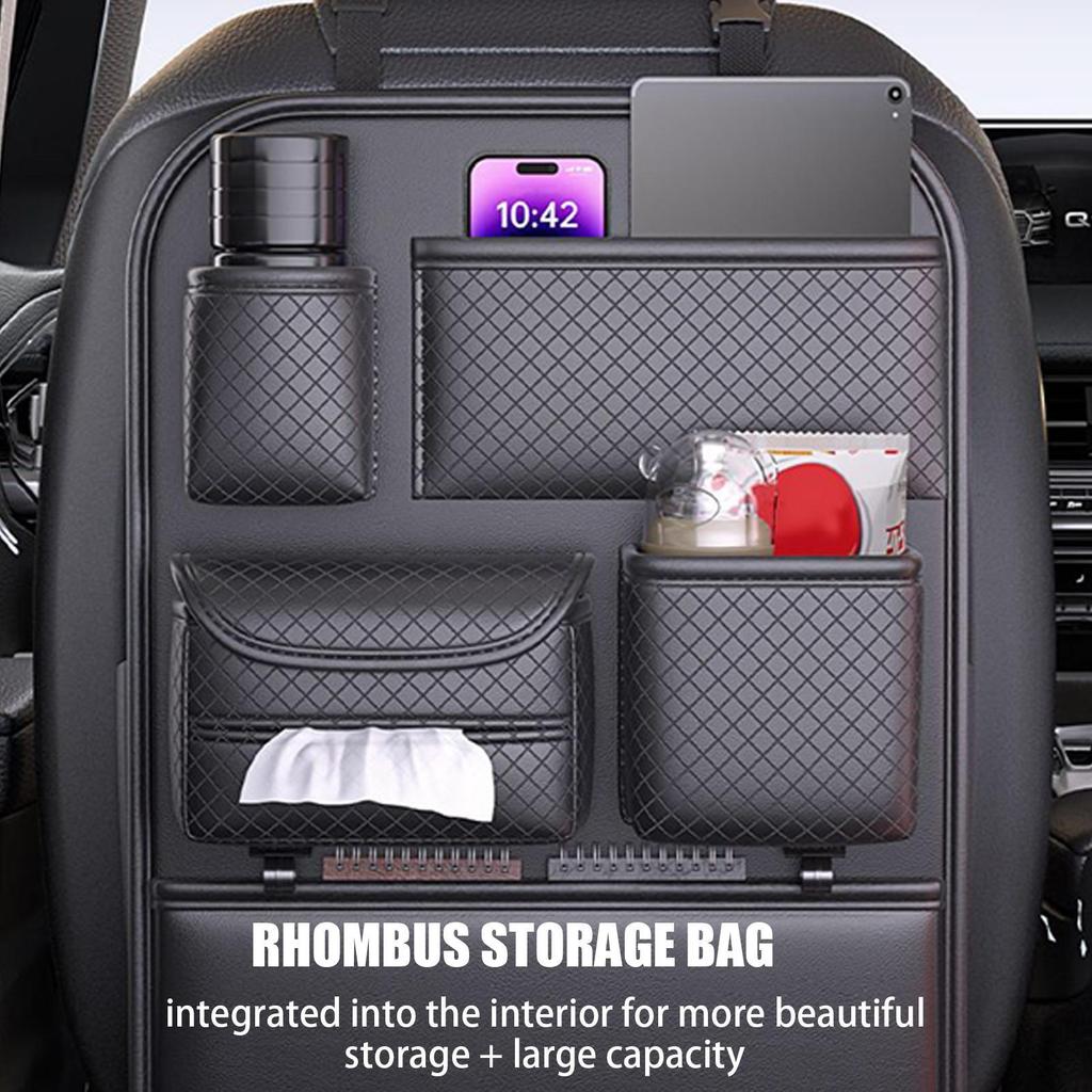Backseat Storage Organizer For Car Car Backseat Organizer Tablet Holder Space-Saving Pouch Adjustable Design For Water Bottle