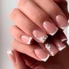 French White Short Square Nails with 3D Daisy Flowers - Spring/Summer Nail Art