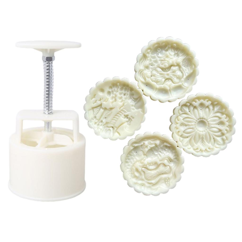 Plastic Mooncake Stamp Mooncake Mold Festival DIY Hand Press Mooncake Cutters Fish Flower Shape Pastry Decorating Gadget