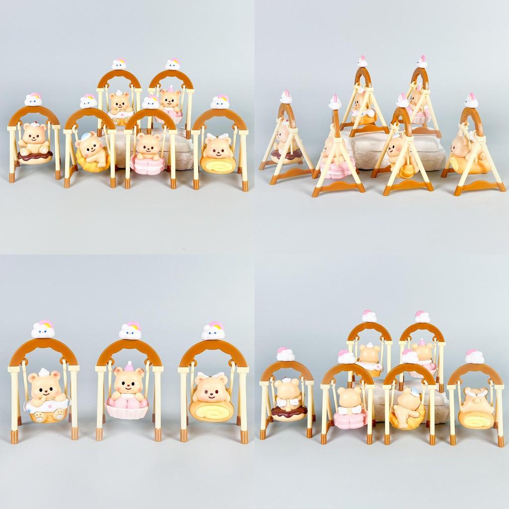 Butter Yellow Bear Swing Action Figure With Pvc Material For Gift And Collection
