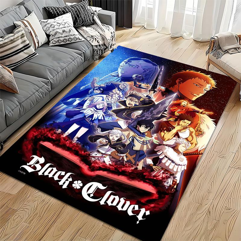 Black Clover Anime Print Carpet suitable as a non-slip mat for the living room or bedroom sofa