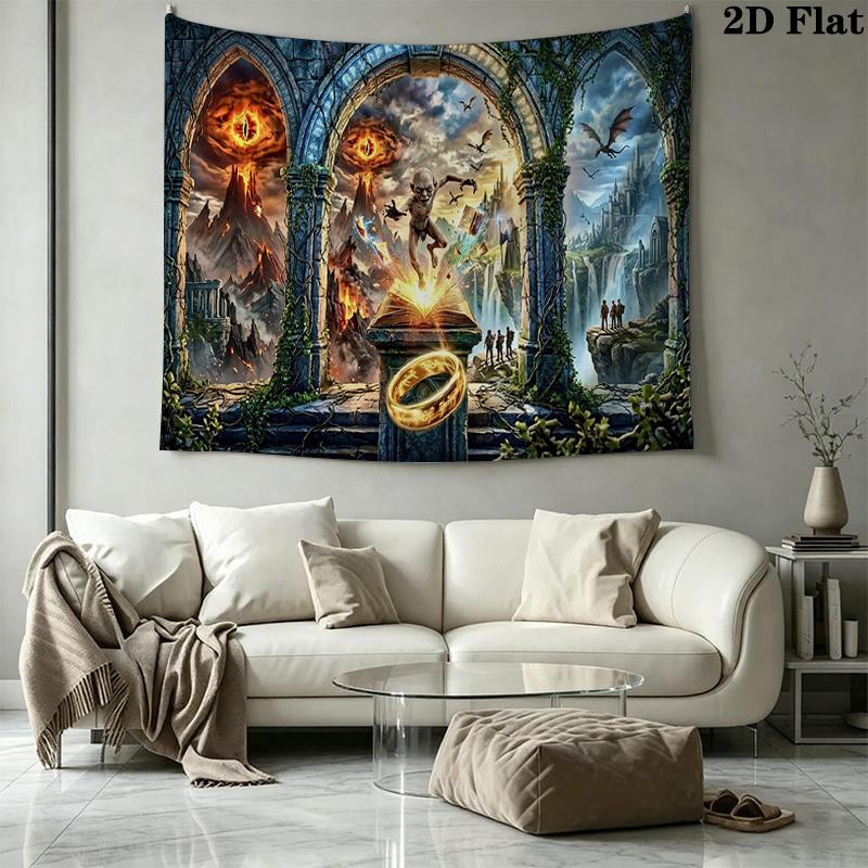 Lord Rings Wall Tapestry Aesthetic Wall Hanging Printed Fabric Blanket Decorative Tapestries for Bedroom Living Room Home Decor