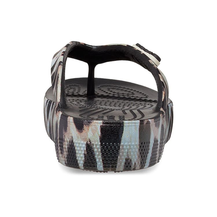 Crocs Classic Cloud Flip Flops Women Footwear Black Leopard-Print 207845-0CU