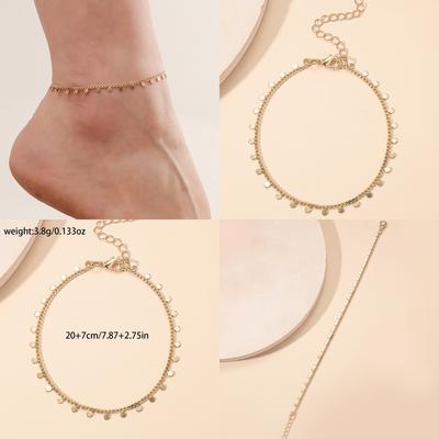 2025 Neues Boho-Fußkettchen für Damen mit rundem Eisen-Quastenanhänger Klassisches Strand-Armband aus Edelstahl, wasserdicht, Geschenk