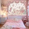 Retro Countryside Lolita Girl Tapestry Wall Hanging Home Decor for Bedroom Living Room Dorm Flower Fairy Tale