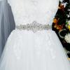 Handmade Rhinestone and Pearl Bridal Waistband with Satin Ribbon