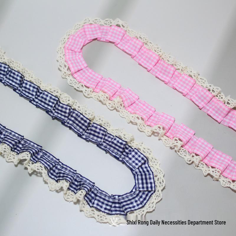 Pleated Grid Lace Trim Cuffs Hem Doll Clothes Ita Bag Frame DIY Kit
