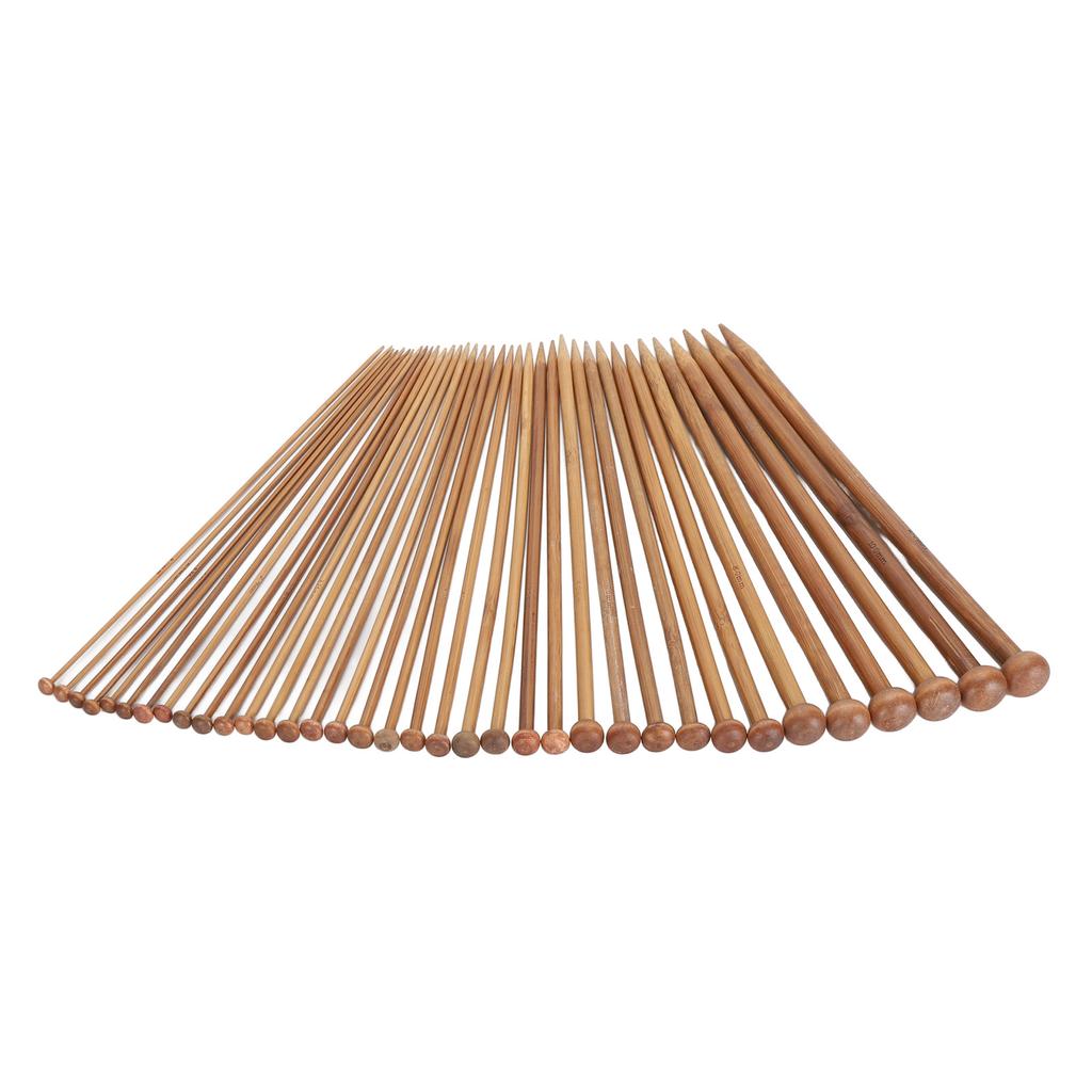 36pcs Bamboo Knitting Needle Straight Single Point Carbonized Knitting Needle for Beginners 9.8in