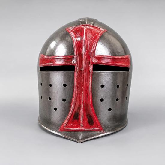 Medieval Red Cross Knight Helmet Steel Crusader Armor Replica