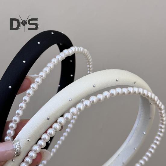 Hårbånd med imitert perle, lett, dobbeltlags design, hårbøyle i fransk stil, myk, allsidig antrekkstilbehør