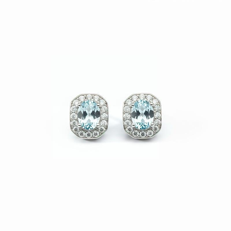 Square Sugar Series Luxury S925 Silver Needle Stud Earrings for Women