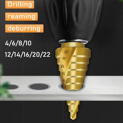 HSS Titanium-Coated Spiral Groove Step Drill Bit Or Straight Grooved Drill Bits 3-12 4-12 4-20 4-32 For Wood Metal Hole Cutter
