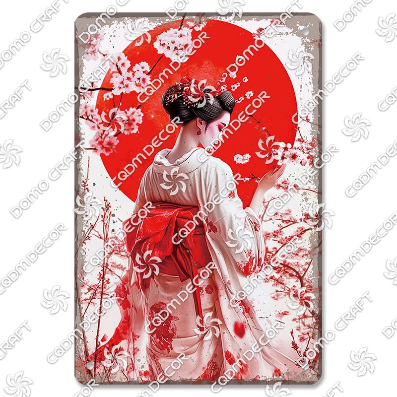 

Ретро Постер в Японском Стиле Металлические Жестяные Таблички Красавицы в Кимоно Японский Самурай Винтажная Металлическая Пластина Настенный Декор Клуб Бар Мужская Пещера 20x30cm（7.8x11.8inch）