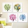 Blumenbaum Muster 4 Jahreszeiten DIY 5D Mosaik Runde Kristall Kreuzstich Diamantstickerei Kits, Packung mit 4 Heimdekoration