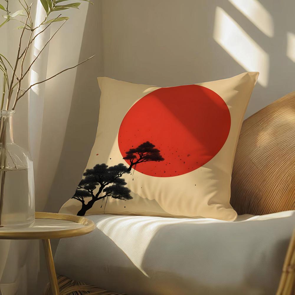 Chinese Ink Painting Style Cushion Cover Soft Short Plush Pillow Cover Smooth Cozy Texture Aesthetic Cushion Case Home Decor