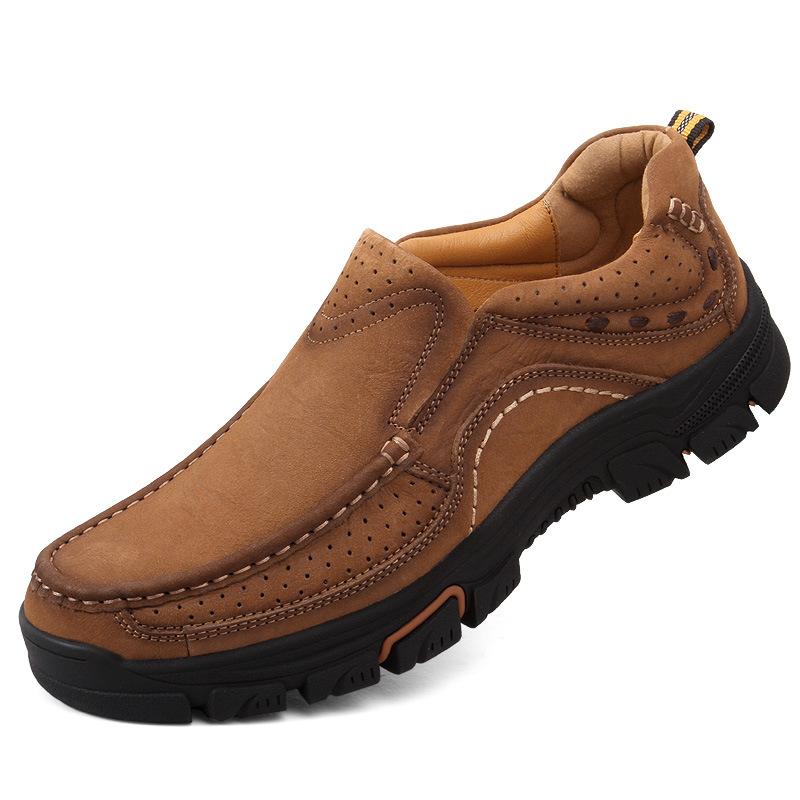 Plus Size 46 Leather Casual Shoes Men's Outdoor Sports Climbing Shoes Wear Sleeve Feet Middle-Aged Father Shoes