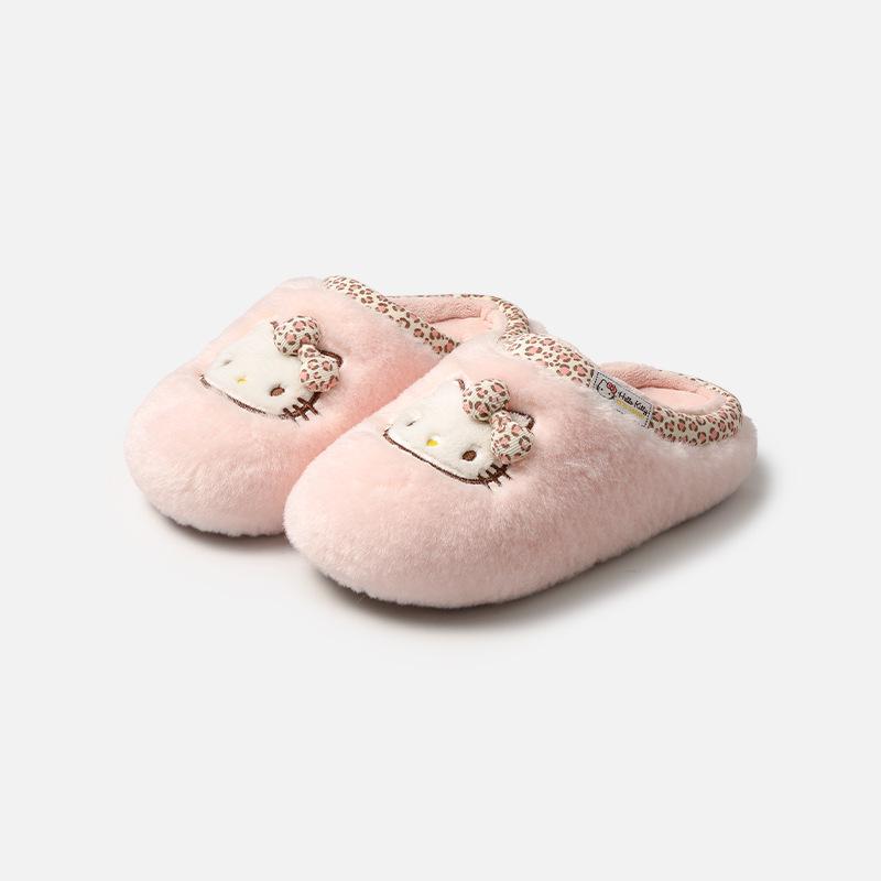 Genuine Sanrio Cartoon Furry Slippers - Women's Non-Slip Warm Winter Indoor Slippers with Plush Cotton and Velvet