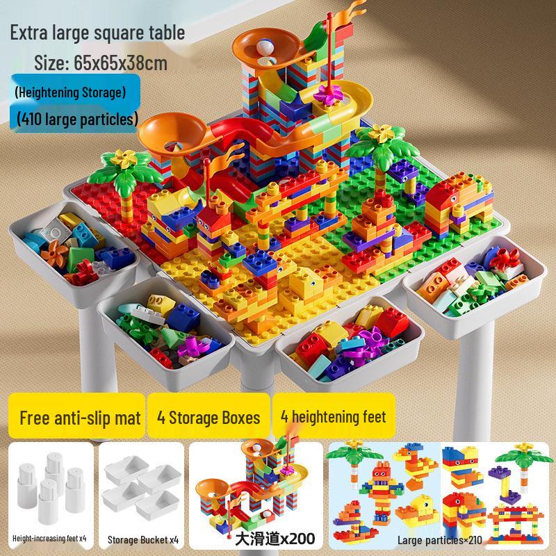 Large Multifunctional Building Block Table for Children's Early Education, Compatible with Lego