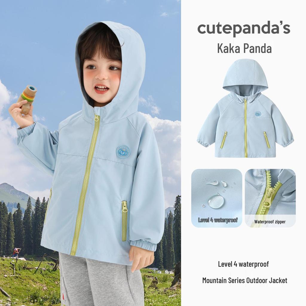 Kaka Panda Kids' Waterproof Spring Jacket - Unisex Casual Top for Boys and Girls