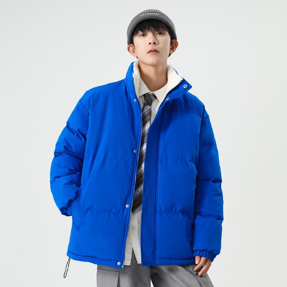 Solid Color Thickened Warm Stand-up Collar Sheepskin Thick Warm Casual Loose Cotton-padded Clothes for Men and Women