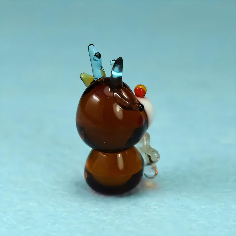 Four Cart Cute Handmade Glass Reindeer Holding a Glowing Star