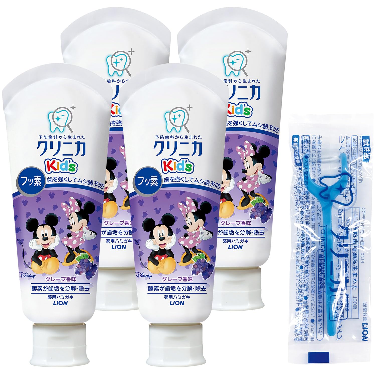 Clinica Toothpaste Grape 60g Floss [Quasi-drug] Kid s 4-pack +