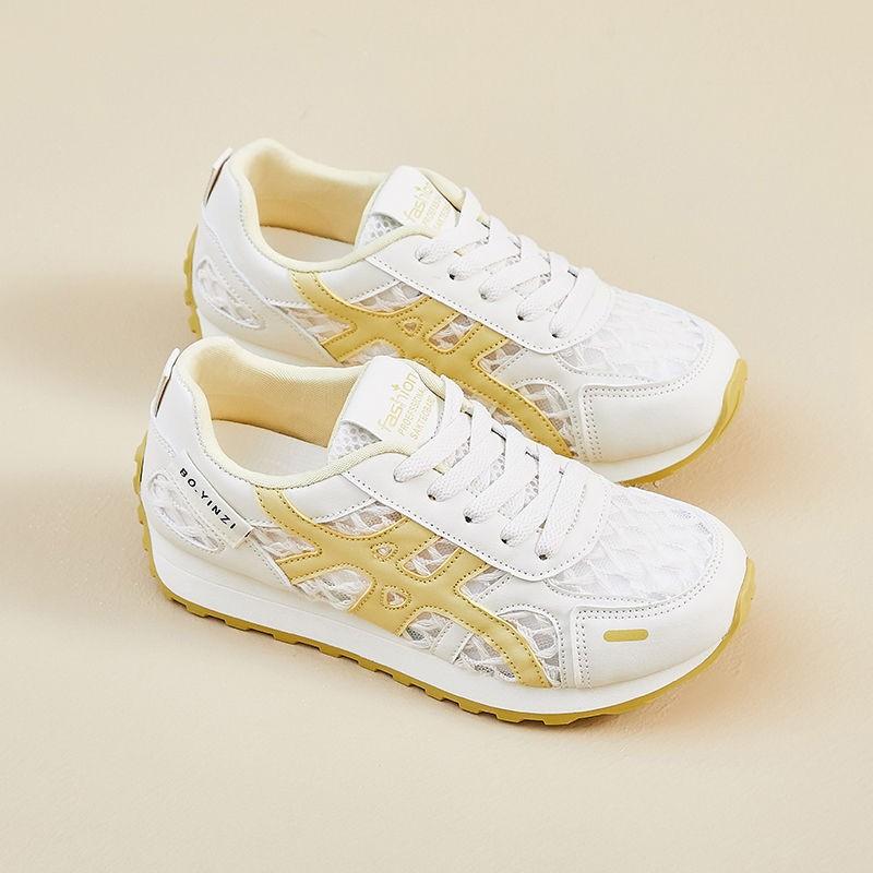 

2025 new summer 2025 new mesh breathable sports shoes women s hollow little white German training shoes versatile casual 40 жёлтый