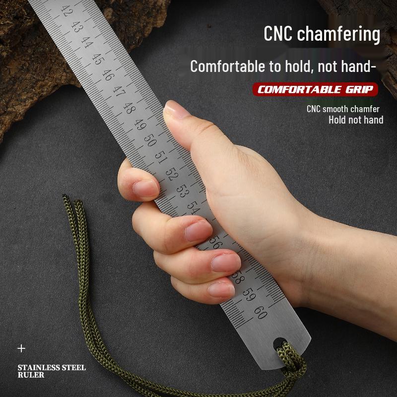 Multifunctional 5mm Thickened Stainless Steel Ruler & Self-Defense Tool