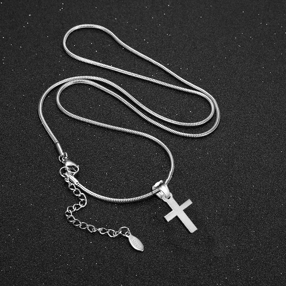 Fashion Tiny Cross Necklace For Women Female Silver Color Stainless Steel Snake Chain Small Cross Pendant Religious Jewelry Gift