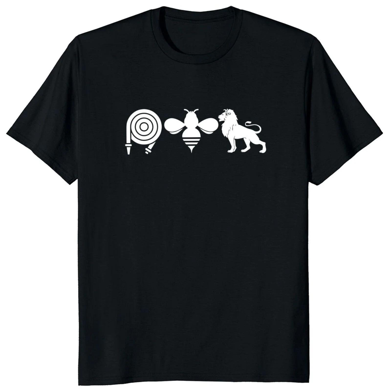 

Chic Hose Bee Lion Print T-shirt Funny Slang Pun Y2K Joke T-shirt Top O Collar Casual T-shirt EU Size Fashion Street Wear Summer S бежевый