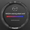 AAFD1 Pentru 3 5 6 SKYACTIV Axela Atenza CX30 CX5 CX8 CX9 MX5 RX8 RX7 BT50 Fibra de carbon Piele Accesorii Capac Volan Auto
