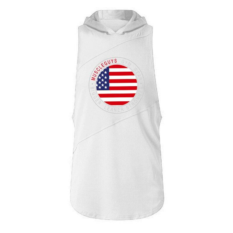 

Muscleguys Мужская майка с принтом Жилет для фитнеса Летняя толстовка без рукавов Спортивная мода Майки Бодибилдинг Футболка без рукавов XXL белый