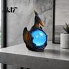 Fantasy Decor Desk Lamp Pterosaur Night Light, Resin Gothic Dragon Table with Glowing Faux Crystal Light Ball, for Bedroom Office, Gift Lovers