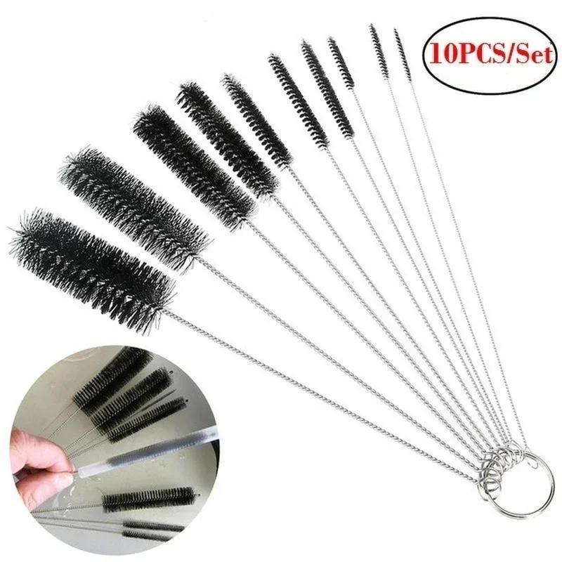 10pcs/set Multifunctional Portable Stainless Steel Household Bottle Brushes Cleaner Glass Washing Tube Cleaning Brush Set