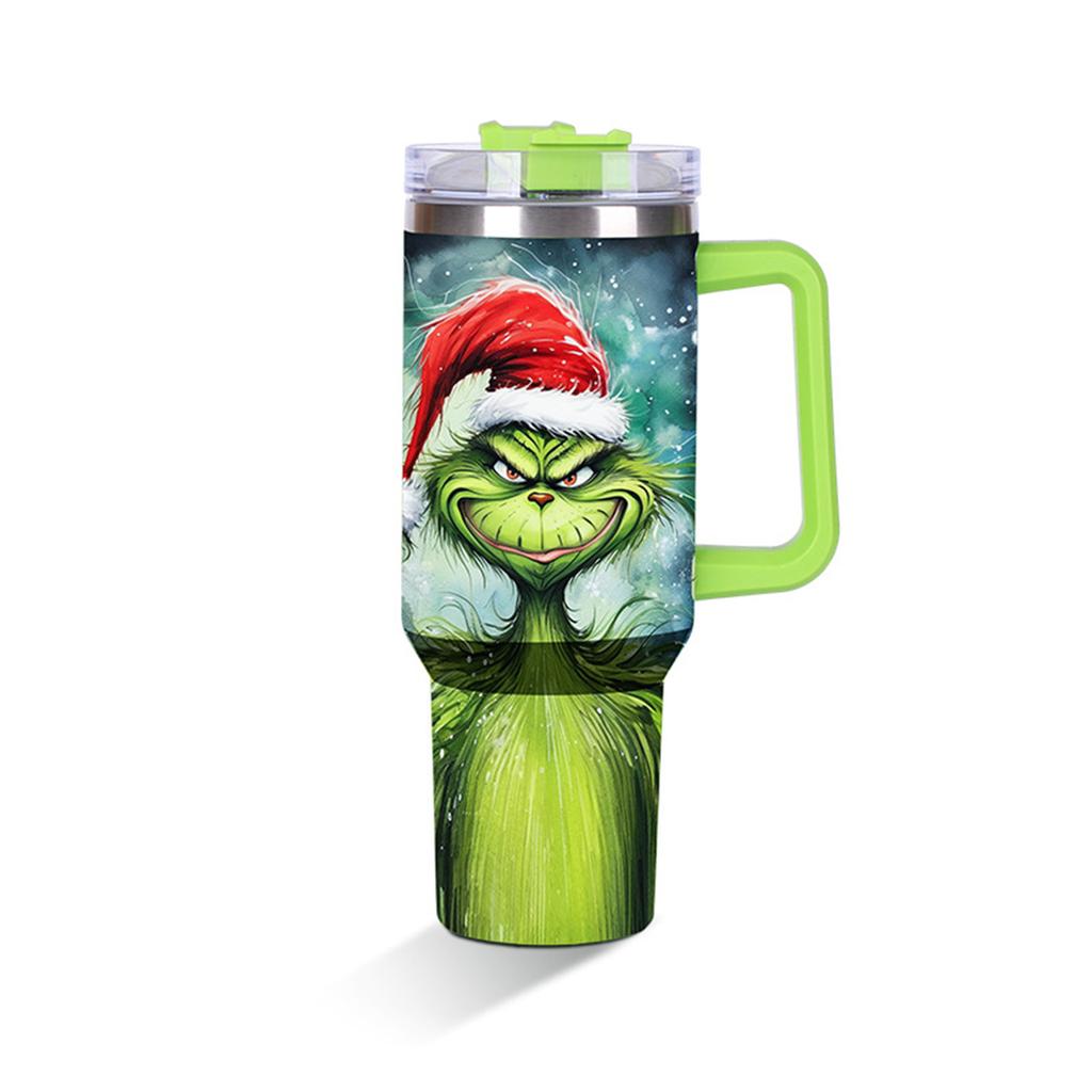 Copo de Natal 40 Oz, Copo Feliz Natal com Alça e Canudo, Copo de 40oz Mantém Frio, Calor e Gelo por Horas