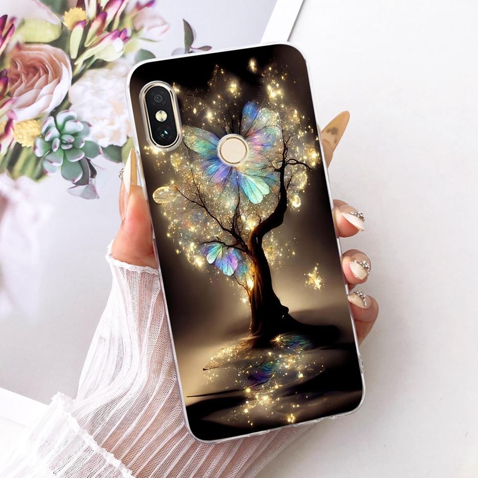 For Xiaomi Redmi Note 6 Pro Case Luxury Butterfly Tree Painted Cover Soft Silicone Case For Xiaomi Mi A2 Lite Redmi 6 Pro Fundas
