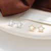 925 Sterling Silver Simple White Shell Star Stud Earrings for Women Birthday Party Fashion Fine Jewelry