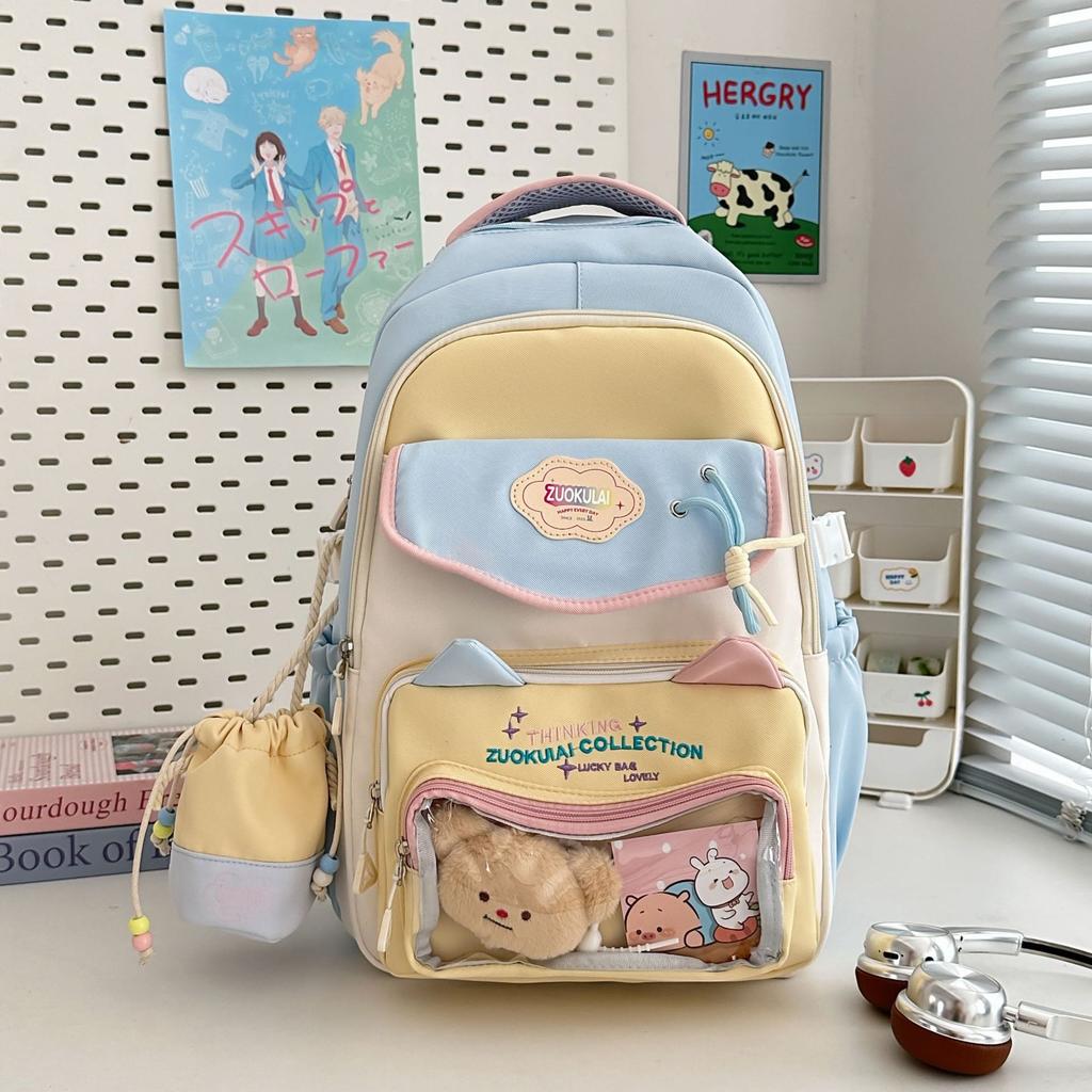 New Korean Version of The Small Fresh Schoolbag Joker Sweet Cute Cat Leisure Commuting Large Capacity Multifunctional Backpack.