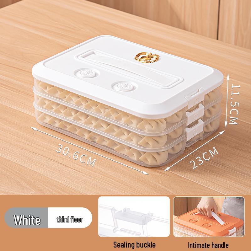 Large Capacity Multi-layer Handheld Transparent Plastic Food Storage Box for Dumplings