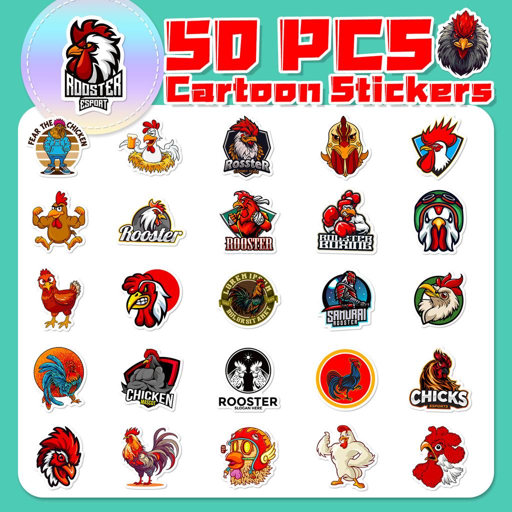 50 Rooster Cuso Doodle Stickers Personality Cartoon Animal Big Rooster Children Cartoon Stickers