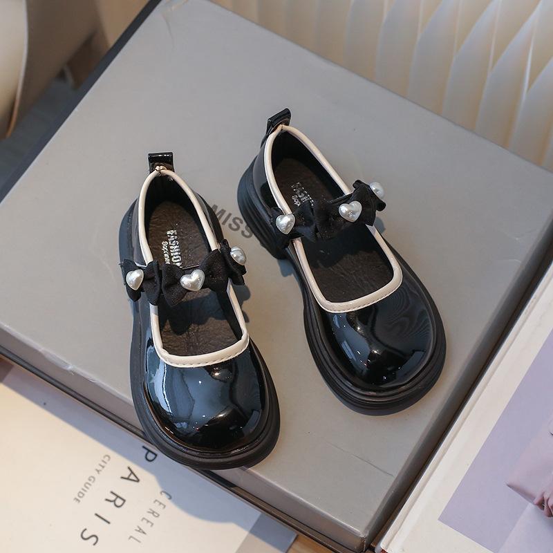 Girls Princess Shoes British Style Leather Shoes 2025 Spring and Autumn New Children's Performance Shoes Girls Bow Fashion Shoes