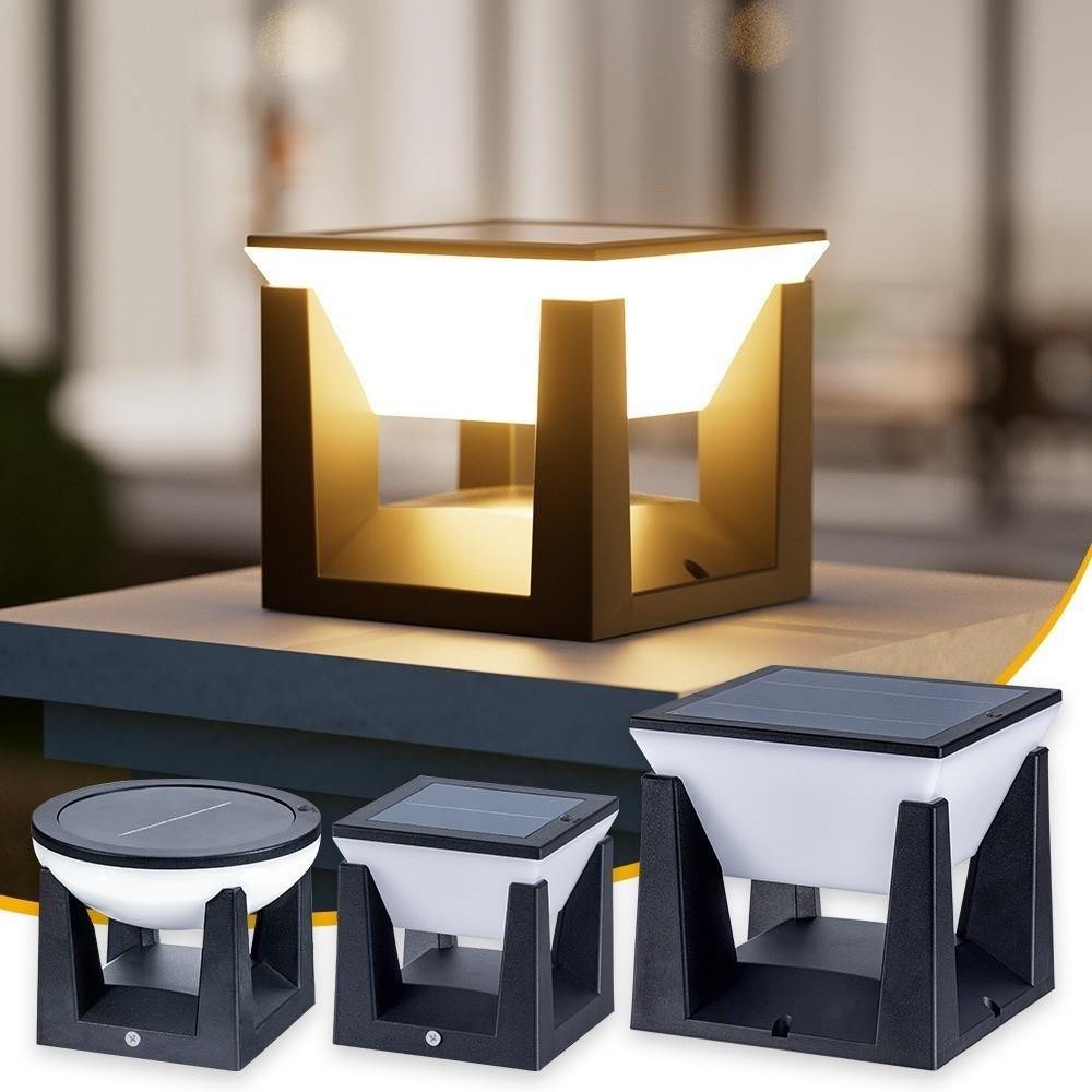 Efficient Solar Powered Column Lights 3 Lighting Modes Solar Post Lights  Fence Decoration