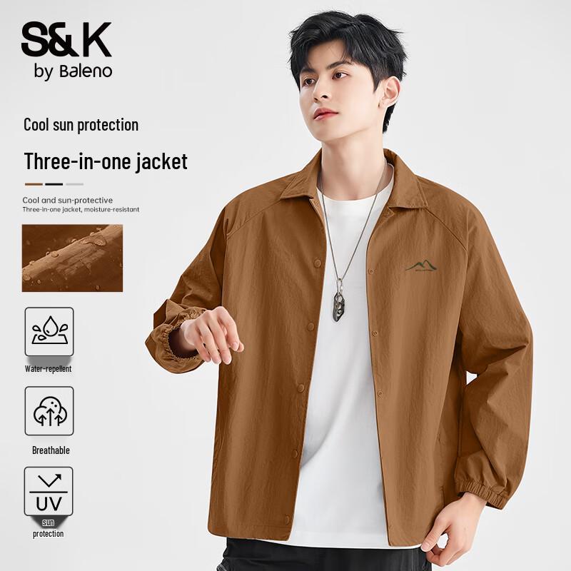 

Baleno Men s Lightweight Breathable Long-Sleeve Shirt Collar Jacket L